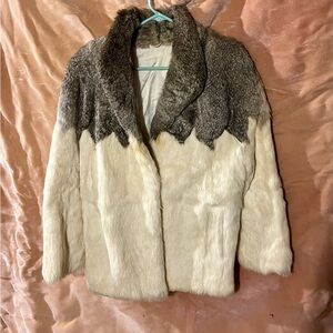 Elegant Two-Tone 100% Rabbit Fur Jacket